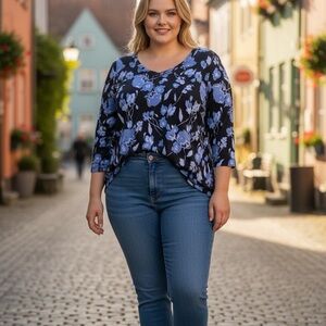 Style & Co. Blue Floral Blouse